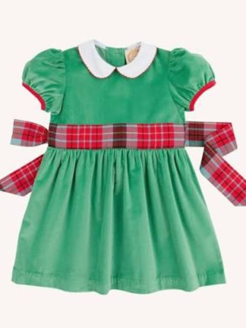 NEW TBBC BEAUFORT BONNET cindy lou sash dress bow plaid kiawah kelly green velve